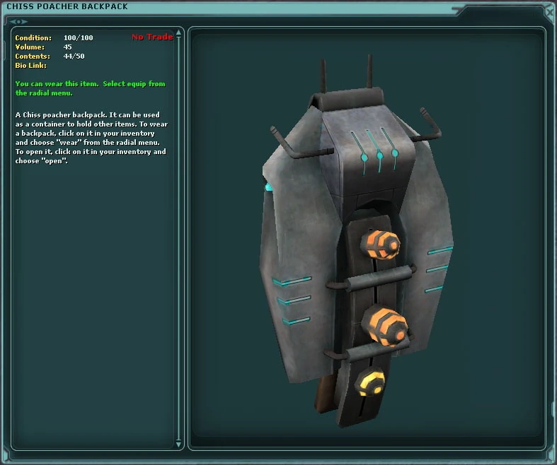 Backpack SWG Wiki, the Star Wars Galaxies wiki