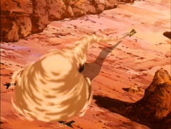 Aang fights a Canyon Crawler