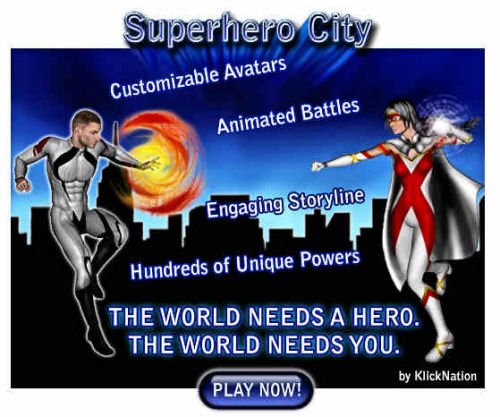 Superhero City can be played and found here http://apps.facebook.com/superherocity.