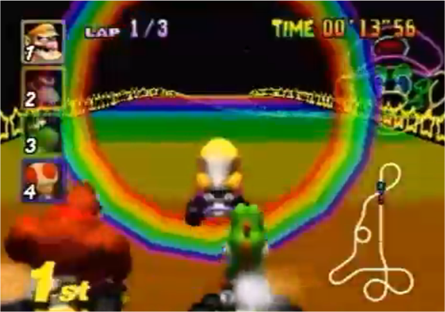 Rainbow Road N64 The Mario Kart Racing Wiki Mario Kart Mario Kart Ds Mario Kart 64 And More 5961