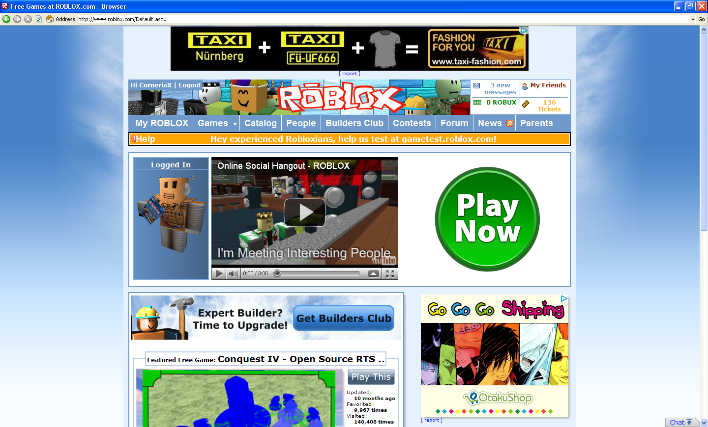 Example of the ROBLOX Browser.