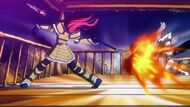 Erza about to throw her spear at the moon