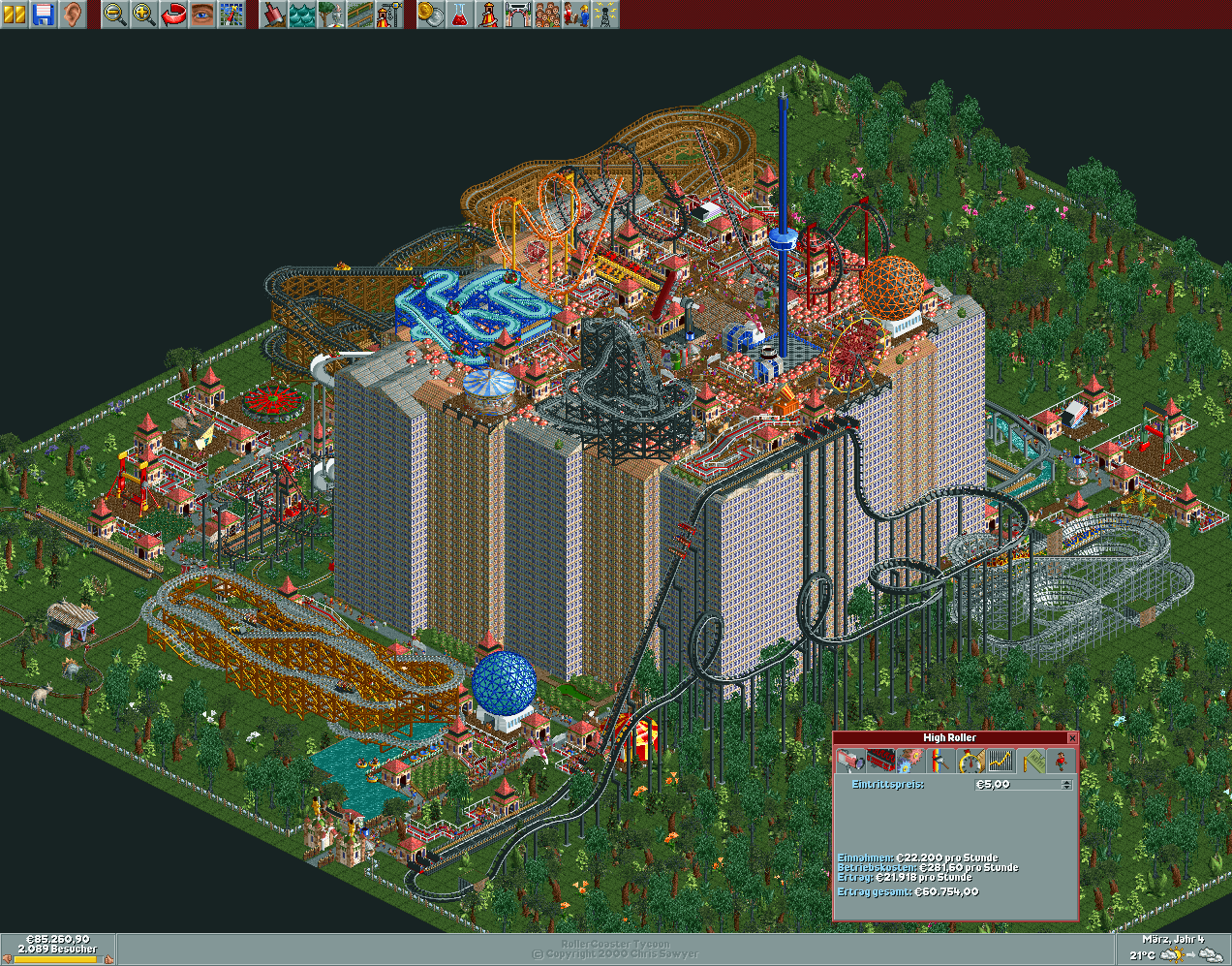 how to rotate a building in rollercoaster tycoon classic