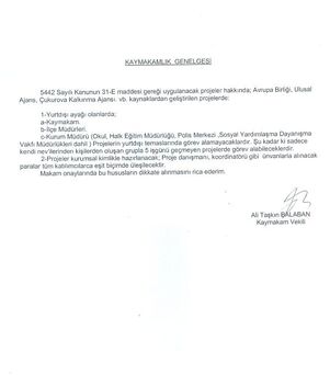 Ab Kaymakamlık genelgesi