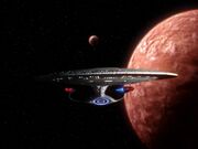 Enterprise-D verlässt Omicron Theta