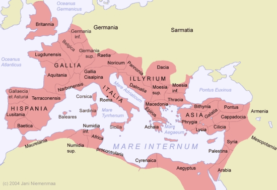 The Roman Empire at its peak [550x377] : MapPorn