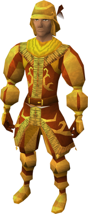 Golden mining suit equipped