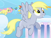 Derpy flying around in Cloudsdale S1E16