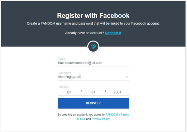 Fb connect create account