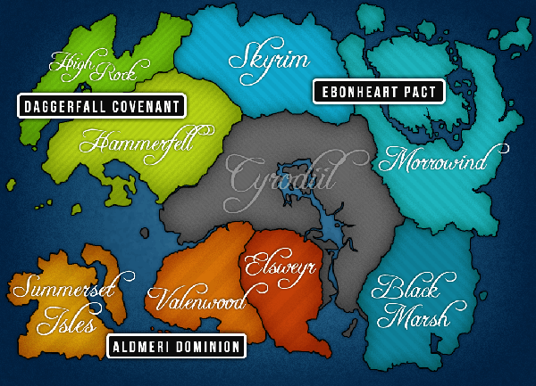 Mapa Elder Scrolls Online (podziaÅ na frakcje)