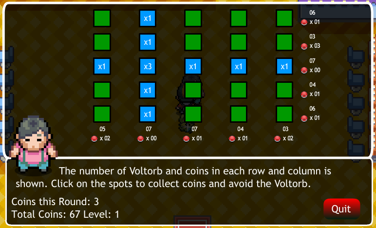 Voltorb Flip game interface