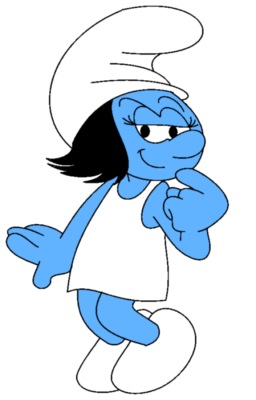 She had short, black, unstyled hair then but of course when Papa Smurf disc...