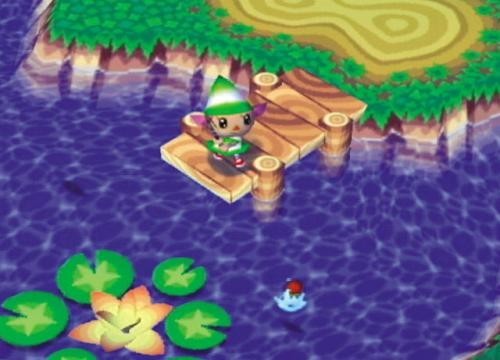 A player fishing in Animal Crossing.