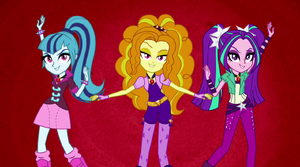 Dazzlings sing on red background EG2