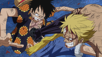 Bellamy Punches Luffy with Haki