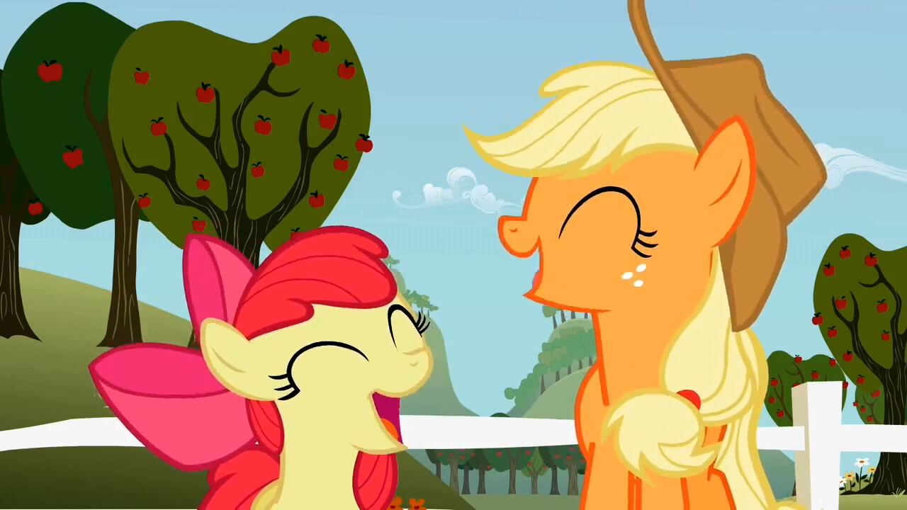 Image - Applejack and Apple Bloom laughing S2E12.png - My Little Pony ...