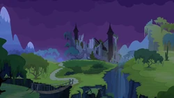 Castle of the Two Sisters at nighttime S4E03