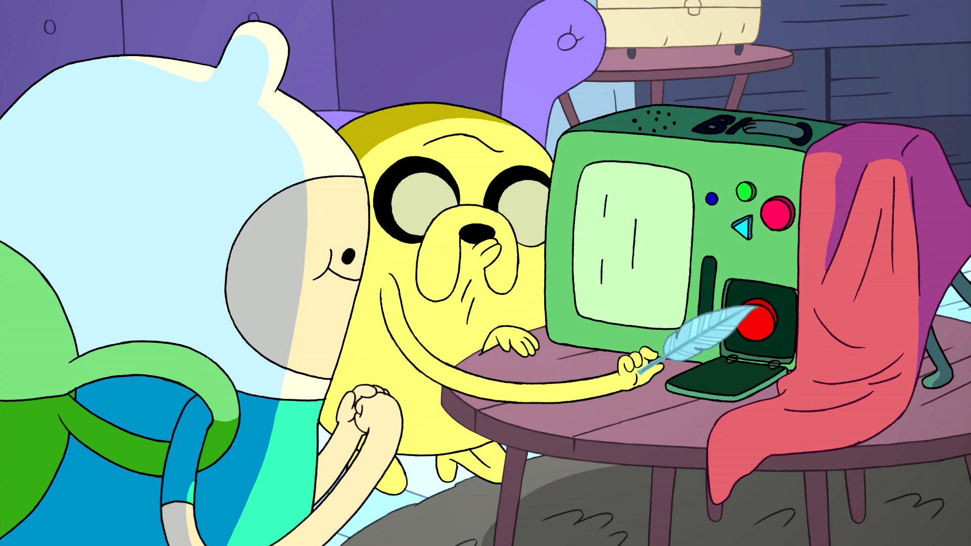 Image - S2e16 Jake tickling BMO with feather.png - The Adventure Time ...